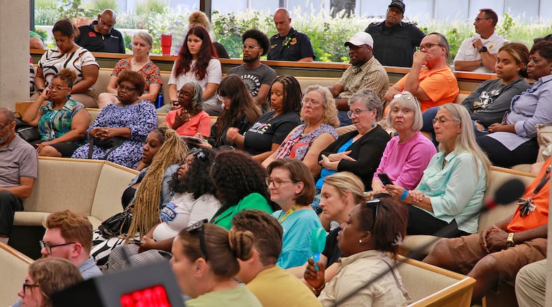 The Springfield chapter of the NAACP hosted a discussion on racism Thursday evening, August 8, 2024 in an effort to address what leaders called racist and damaging rhetoric shared at city commission meetings and elsewhere. The discussion, titled Welcome to the Table: Let's Talk Racism, was held at the Springfield City Hall Forum. BILL LACKEY/STAFF