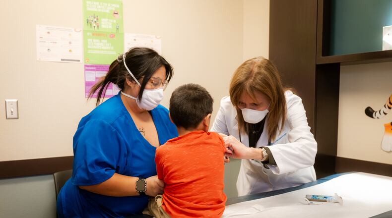 FILE — A nurse practitioner administers a measles vaccine to a 3-year-old patient at Seminole Memorial Hospital in West Texas, Feb. 26, 2025. Doctors in West Texas are seeing measles patients whose illnesses have been complicated by an alternative therapy endorsed by vaccine skeptics including Robert F. Kennedy Jr., the health secretary. (Desiree Rios/The New York Times)