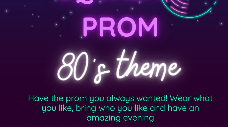 Equality Springfield’s first adult prom on Saturday, Oct. 7, will be held at the Courtyard by Marriott in downtown Springfield from 7 p.m. to 11 p.m. This image shows part of the promotional material for the event. CONTRIBUTED