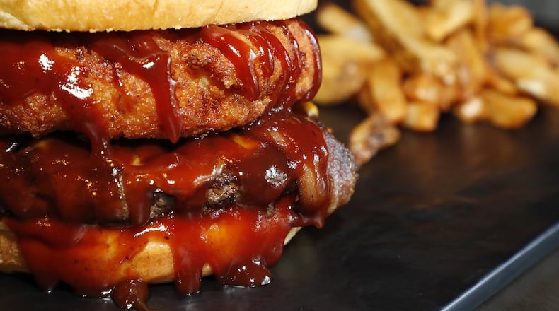 The Mac Daddy Burger at the 571 Grill & Draft House. Bill Lackey/Staff