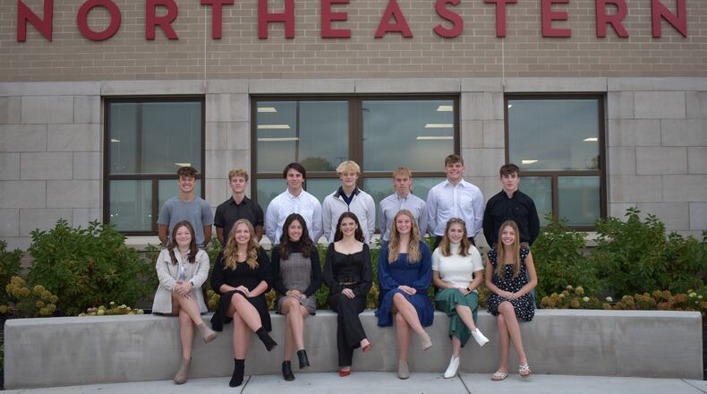 Northeastern High School's homecoming parade will start at 6 p.m. on Thursday, Sept. 28. The football game will be held at 7 p.m. on Friday, Sept. 29. The dance is from 7 to 10 p.m. on Saturday, Sept. 30. The Homecoming Court is (front row) LillyAnne Tirey, Grace Chadwell, Emma Skinner, Emma Stamper, Grace Harris, Lilly Sagraves and Sarah Vaughn; (back row) Mason Shockey, Adam Roberts, Gavin Harrington, Caleb Smith, Johnny Jones, Brady Gillam and Braylen Davis. Contributed