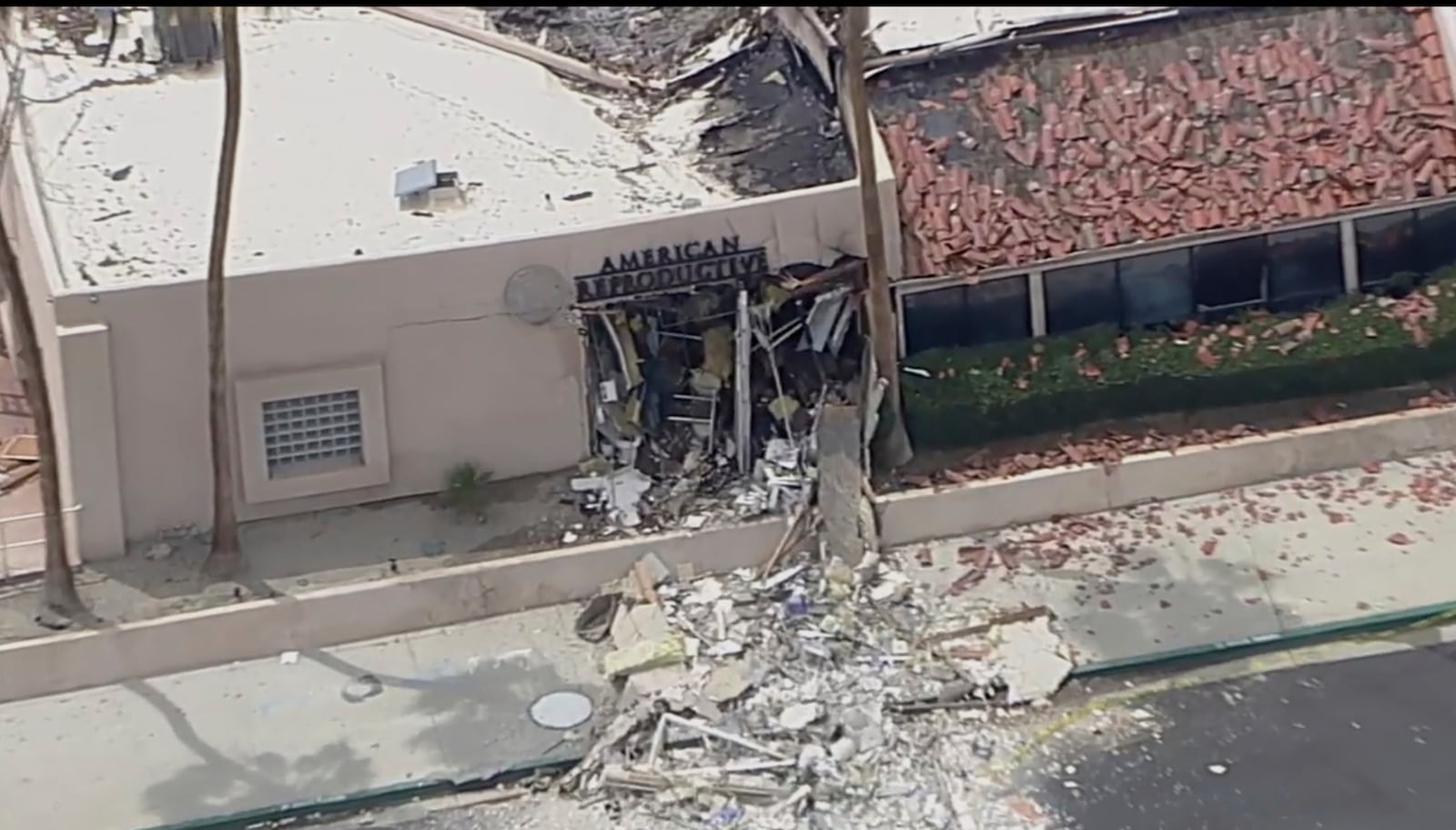 FILE - Debris covers the ground after an explosion on Saturday, May 17, 2025, in Palm Springs, Calif. (ABC7 Los Angeles via AP, File)