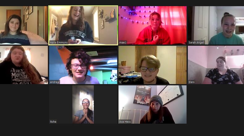 Members of the Springfield Arts Council's Youth Arts Ambassadors rehearse online for their upcoming virtual production of the courtroom parody, "12 Incompetent Jurors," which pokes fun at the era of Zoom meetings. Contributed photo