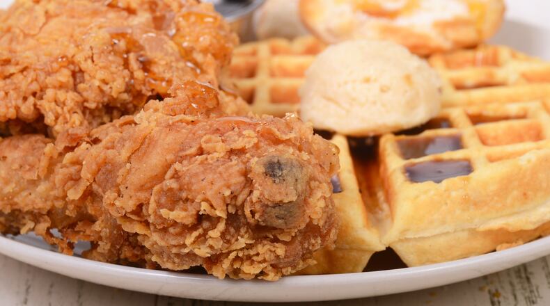 Chicken and Waffles similar to the dish pictured will be served at The Sundress & Mimosa Day Party planned for Third Perk Coffeehouse and Wine Bar Saturday, July 6.