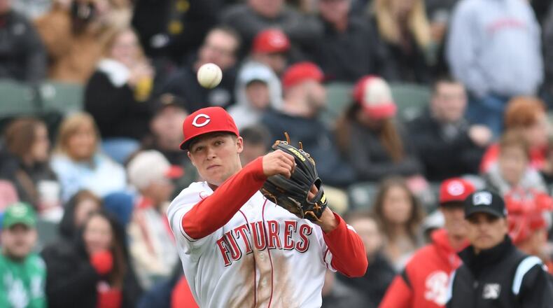 Minor leaguer Nick Senzel during the Reds Futures Game at Fifth Third Field on Saturday, April 1, 2017. NICK FALZERANO / CONTRIBUTED