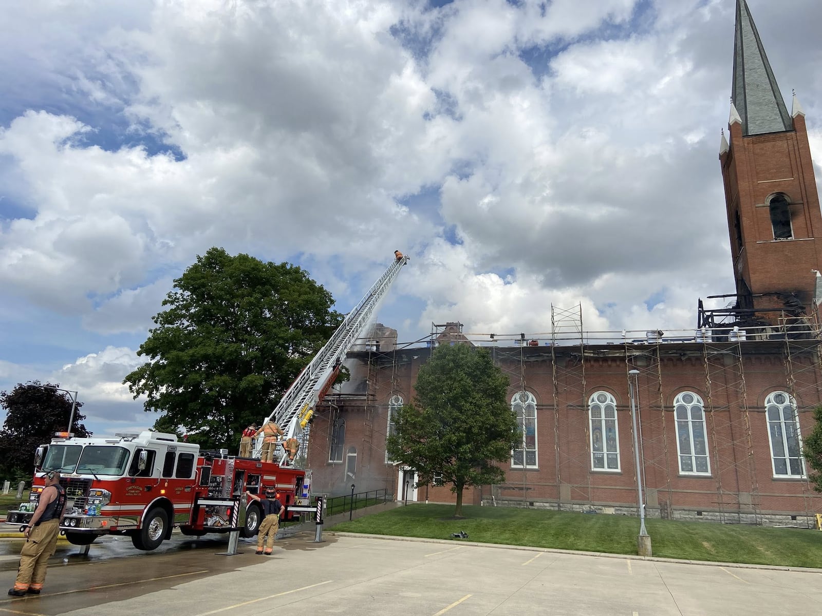 A fire broke out in Thursday where the St. John the Baptist Catholic Church in Maria Stein was declared a loss by a local fire department.

Photo courtesy / CHICKASAW VOLUNTEER FIRE DEPARTMENT / Facebook.