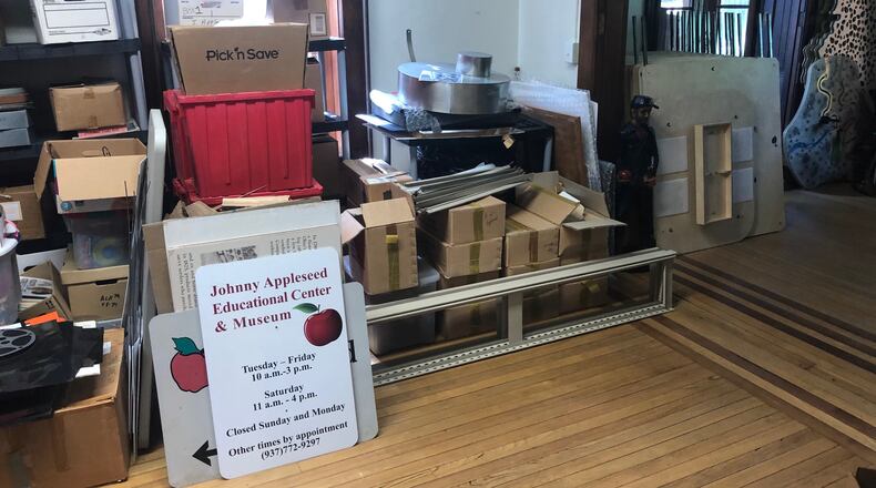 Items from the Johnny Appleseed Education Center and Museum are being stored in Browne Hall, part of the former Urbana University campus. CONTRIBUTED