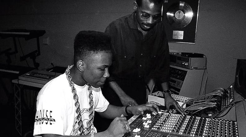 Producers Fast Eddie and Joe Smooth mix at DJ International Studios in Chicago in 1990. Innovation was at the forefront of house and hip-hop. RAYMOND BOYD/GETTY IMAGES