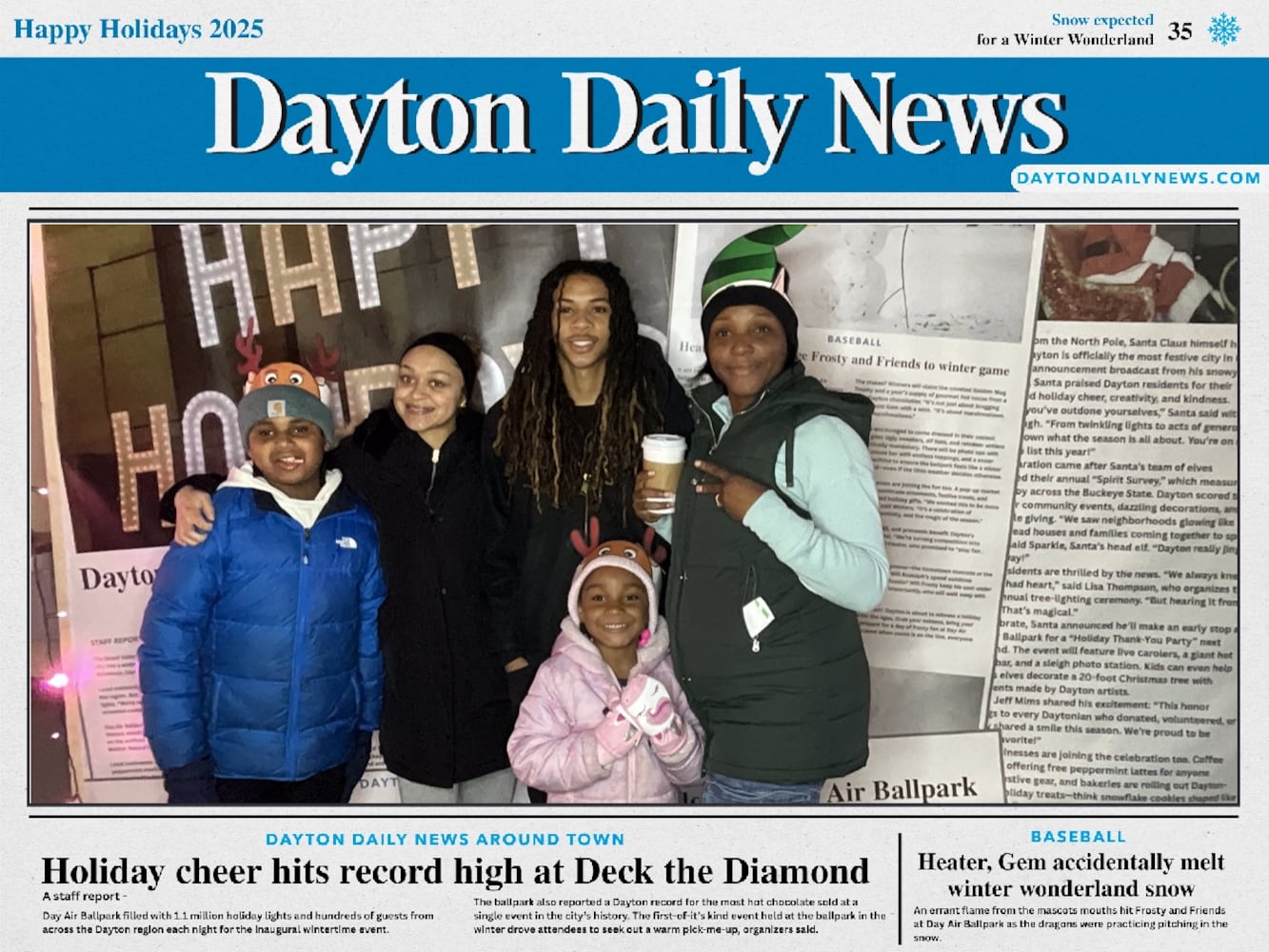 "Front Page News" photo booth photos from Deck the Diamond