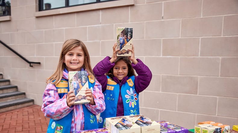 The 2023 Girl Scout cookie season started Friday, Feb. 17, and ends March 19. The Girl Scouts of Western Ohio celebrated the start of cookie season with the launch of the cookie finder, a website showing where people can find cookie booths and that allows customers to order cookies online. Photo courtesy the Girl Scouts of Western Ohio.