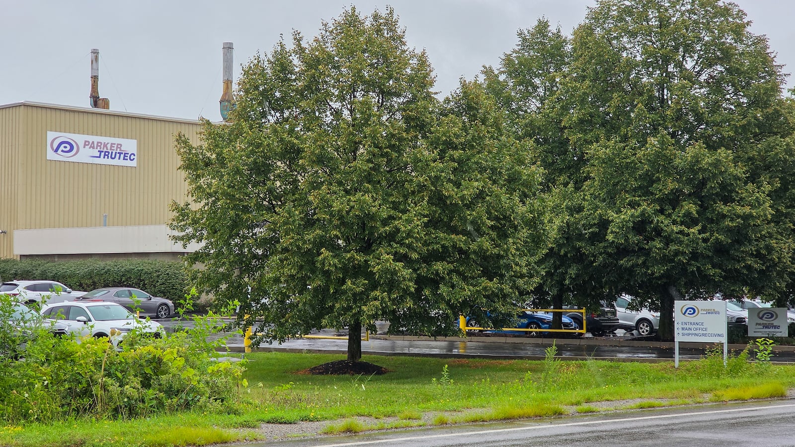 A water-chemical mix of 1,400 gallons leaked into a drainage ditch that flows into a retention pond late on Wednesday, July 30 at Parker Trutec in PrimeOhio Corporate Park near state Route 41 in Springfield. BRYANT BILLING / STAFF