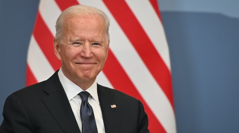President Joe Biden will be making his first presidential trip Wednesday to Cincinnati, and sources say it will be at Mount St. Joseph University. (Fabrice Coffrini/Pool Photo via AP)