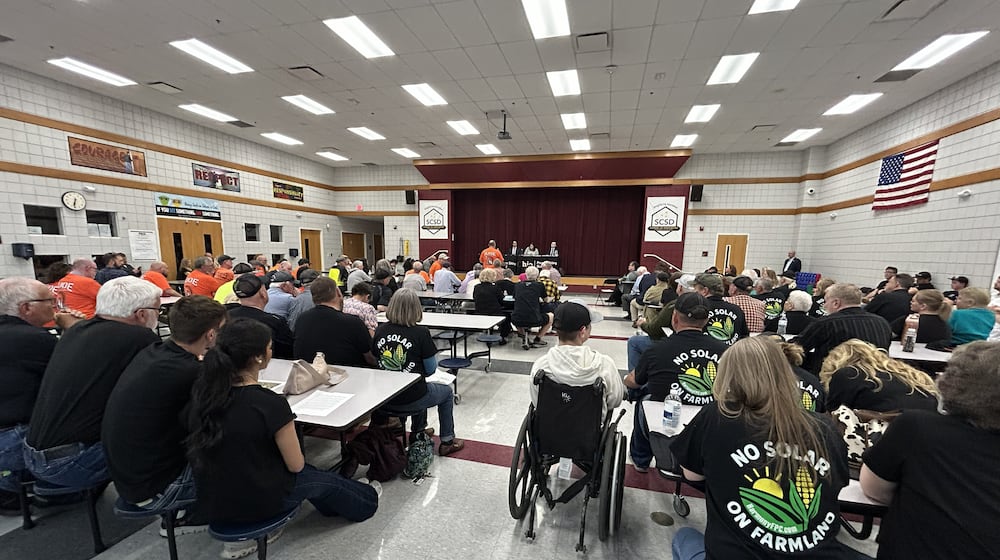 The Ohio Power Siting Board held a local public hearing March 26, 2026, regarding Sloopy Solar Energy, LLC’s proposal to construct a 180-megawatt solar-powered electric generation facility in Clark County. BROOKE SPURLOCK / CONTRIBUTED