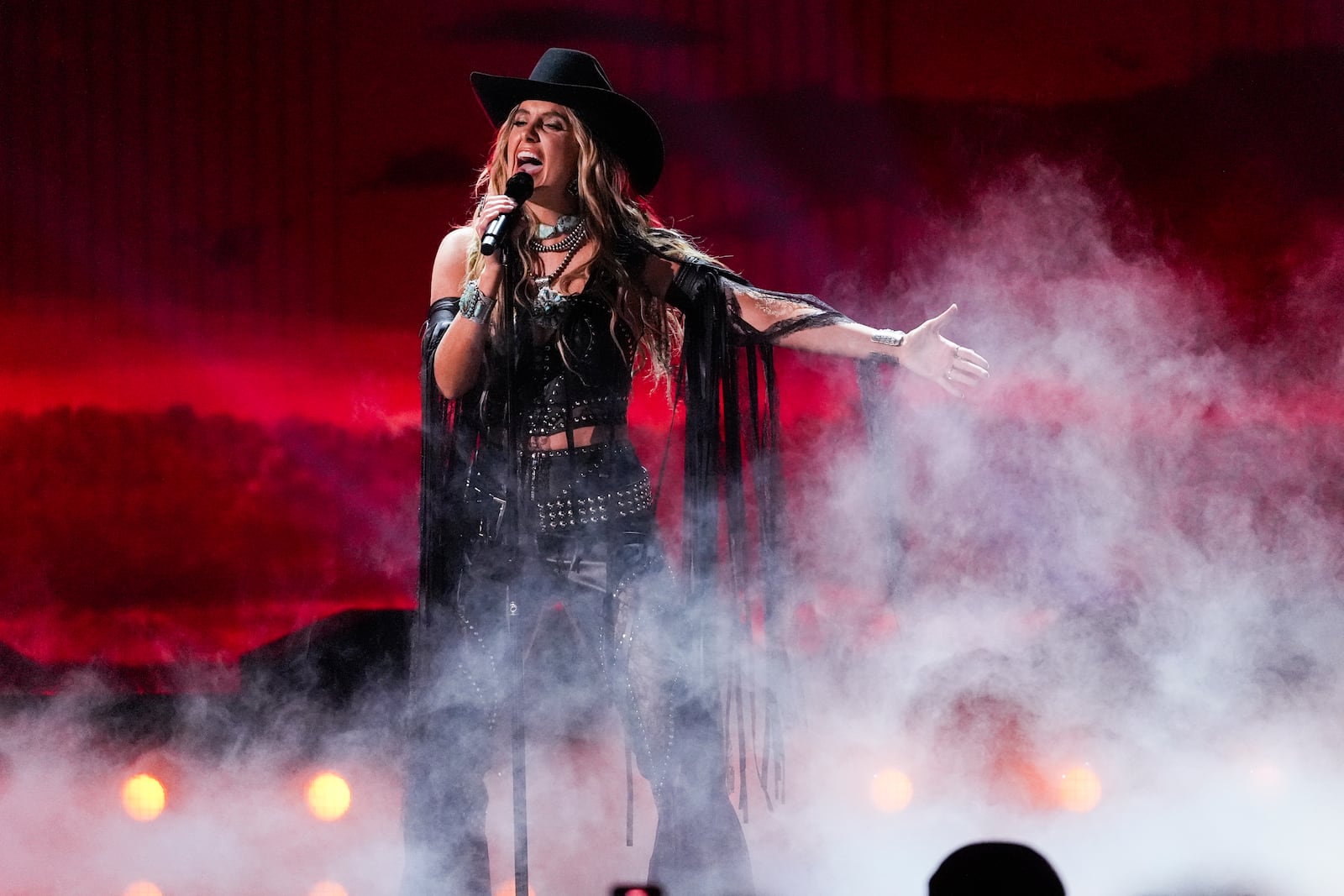 Lainey Wilson performs "Whirlwind" during the 60th annual Academy of Country Music Awards on Thursday, May 8, 2025, in Frisco, Texas. (AP Photo/Chris Pizzello)