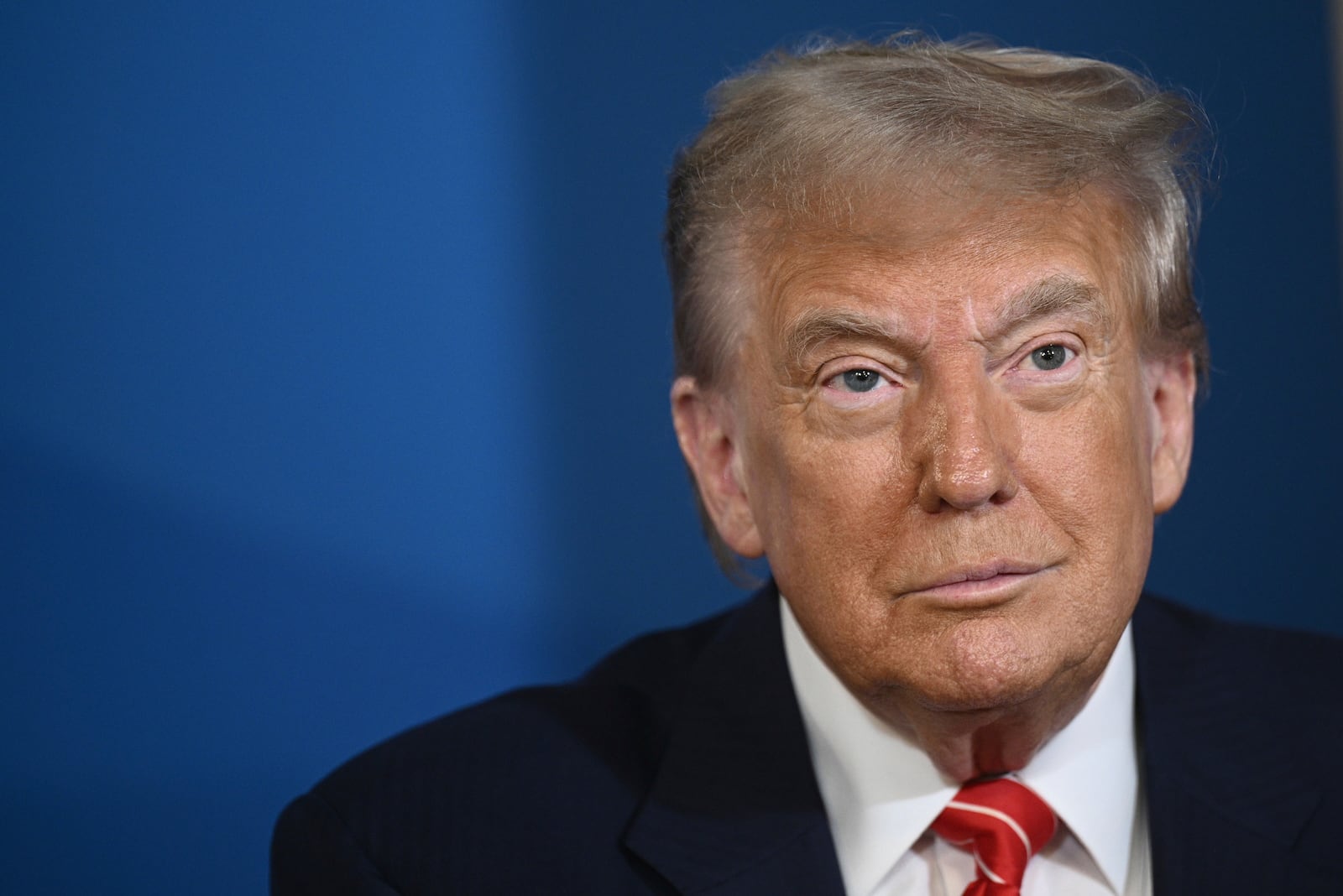 U.S. President Donald Trump looks on during a meeting with NATO Secretary General Mark Rutte at the NATO summit of heads of state and government in The Hague, Netherlands, Wednesday, June 25, 2025.(Brendan Smialowski/Pool Photo via AP)