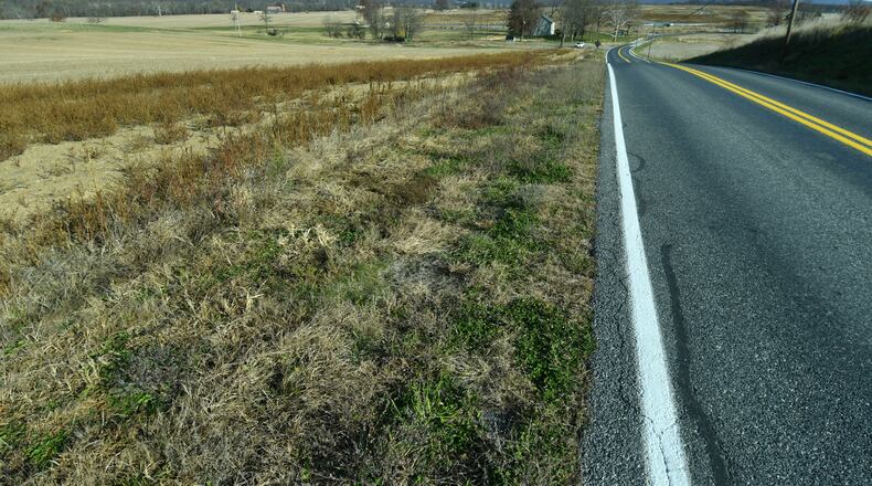 This stretch of land between the Conodoguinet Creek and Country Club Road near Carlisle, Pennsylvania, is in the planning stages to become a $15 billion data center complex, Friday Nov. 14, 2025, in Carlisle, Pa. (AP Photo/Marc Levy)