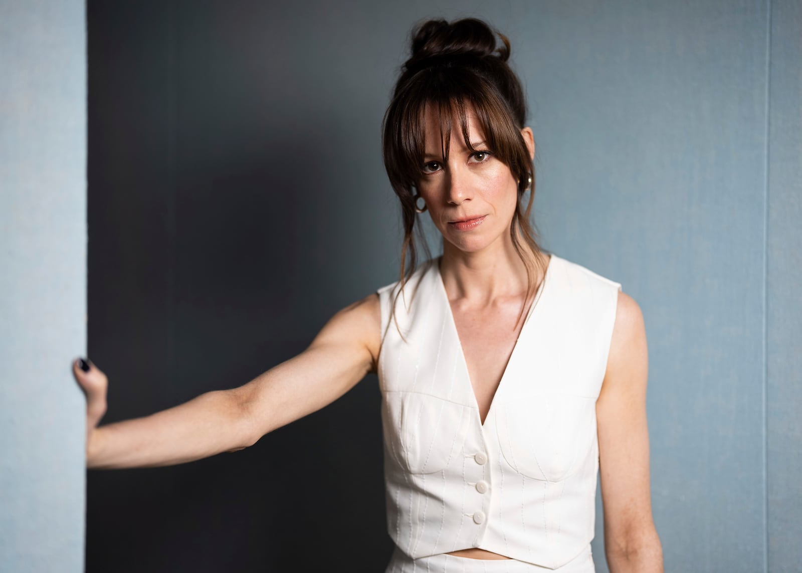Chloe Pirrie poses for portrait photographs to promote the television series "Dept. Q" on Tuesday, May 27, 2025, in London. (Photo by Scott A Garfitt/Invision/AP)