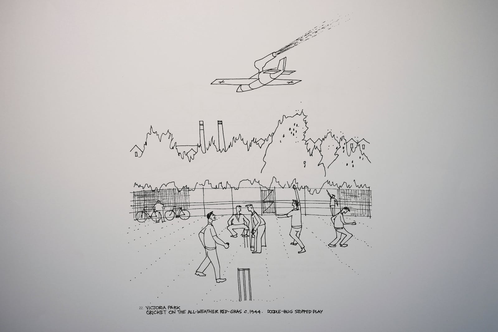 A drawing featuring Victoria Park created by John Goldsmith, in London, Thursday, April 24, 2025. (AP Photo/Kin Cheung)