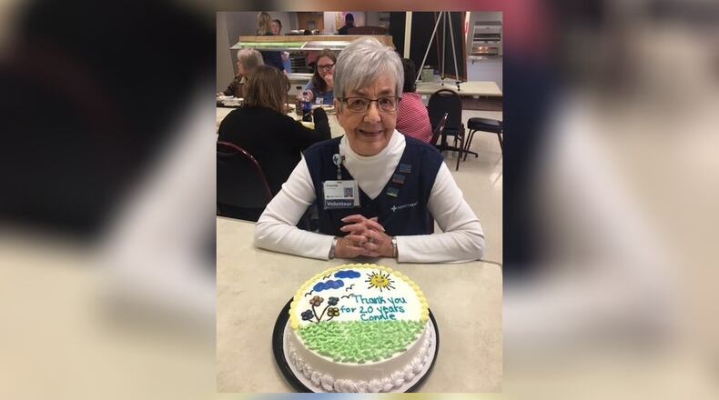 Connie George celebrates her 20th year volunteering at Mercy Health - Springfield. CONTRIBUTED