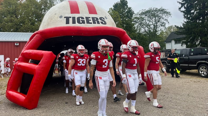 Wittenberg takes the field before a game against Howard Payne on Sept. 28, 2024, at Edwards-Maurer Field in Springfield. David Jablonski/Staff