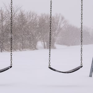 About eight inches of snow had fallen in Meadowpoint Park in Troy as of 1 p.m. BRYANT BILLING/STAFF