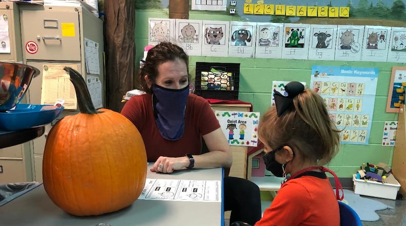 Jill Wuebker, a preschool teacher at Clark Early Learning Center in Springfield, worked with student Juniper Schneider a few years ago. BRETT TURNER/CONTRIBUTED