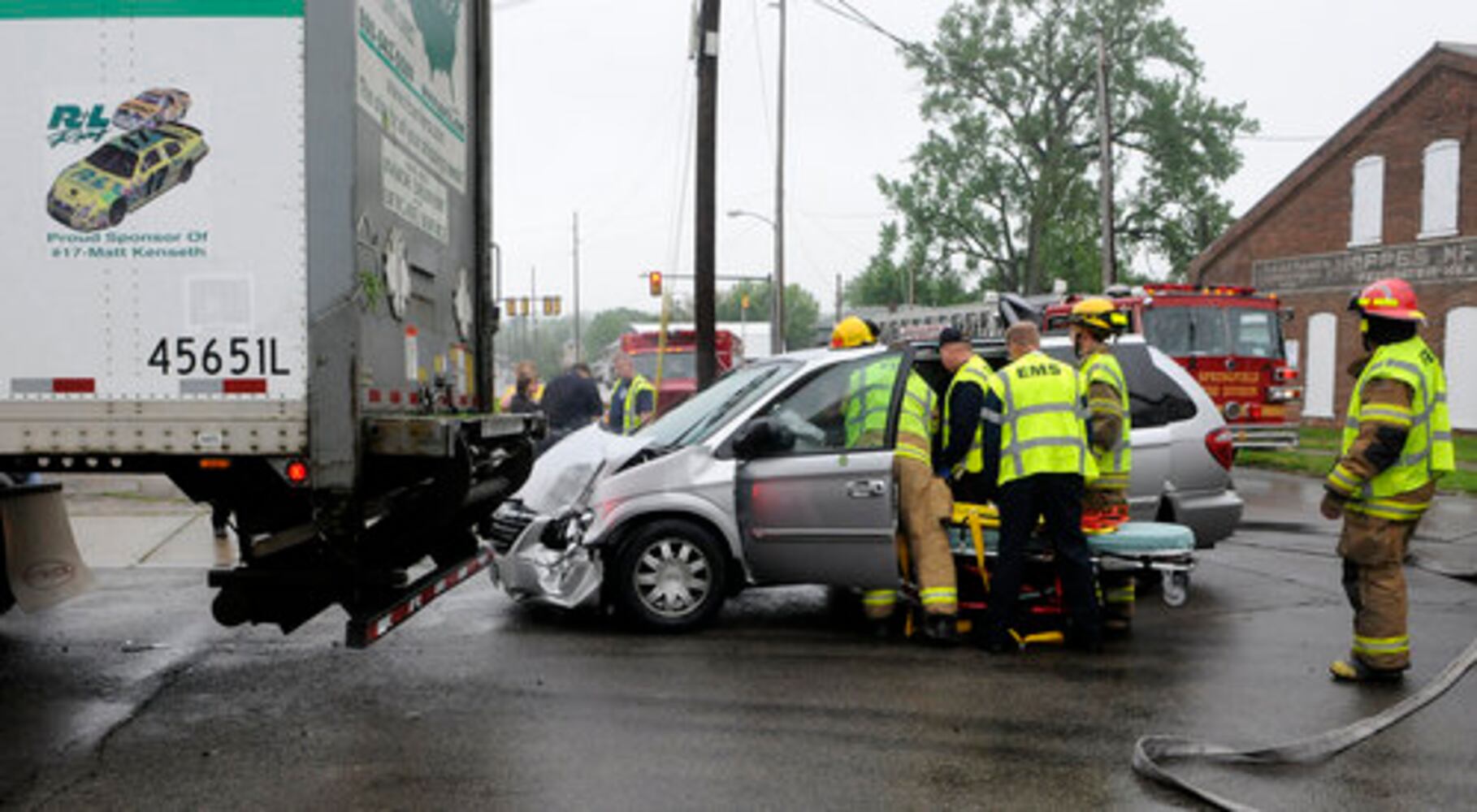 Van, truck collide on James Street