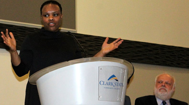 Executive Director for City of Dayton Human Relations Council, Catherine Crosby was the keynote speaker at Springfield’s martin Luther King Jr. luncheon. JEFF GUERINI/STAFF