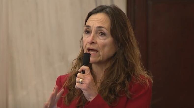 State Rep. Andrea White, R-Kettering, sponsored House Bill 452, along with state Rep. Rachel Baker, D-Cincinnati. H.B. 452 is a violence prevention bill for hospitals aimed at better protecting hospital staff, including doctors and nurses. COURTESY OF THE OHIO CHANNEL