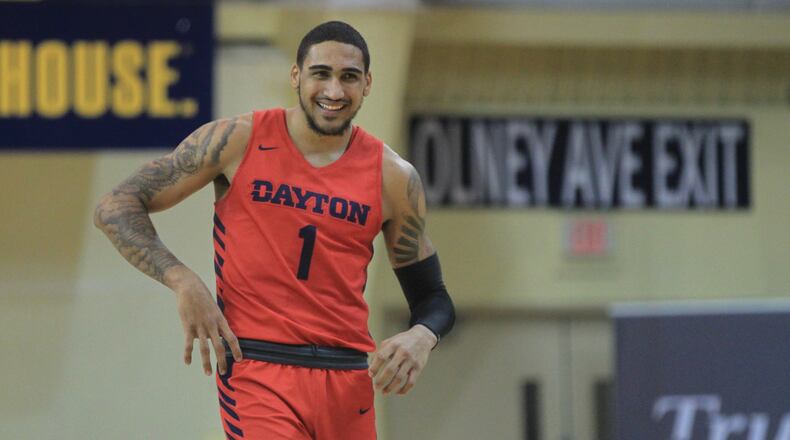 Dayton’s Obi Toppin smiles during a game against La Salle on Thursday, Jan. 2, 2019, at Tom Gola Arena in Philadelphia.