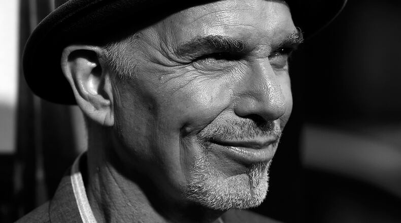 BEVERLY HILLS, CA - OCTOBER 01: (EDITORS NOTE: Image has been converted to black and white.) Actor Billy Bob Thornton arrives for the Warner Bros. Pictures and Village Roadshow Pictures' Premiere of "the Judge" at AMPAS Samuel Goldwyn Theater on October 1, 2014 in Beverly Hills, California. (Photo by Frazer Harrison/Getty Images)
