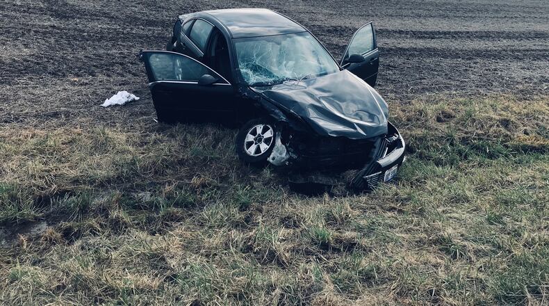 A crash in Champaign County sent a woman to the hospital Thursday morning.