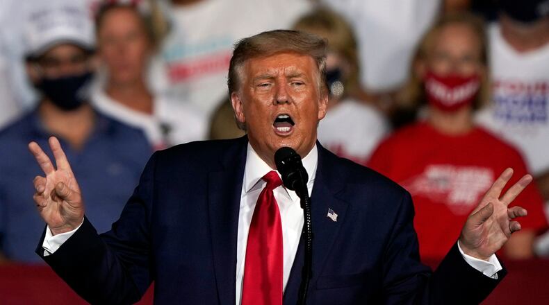 President Donald Trump speaks at a campaign rally Tuesday, Sept. 8, 2020, in Winston-Salem, N.C. (AP Photo/Chris Carlson)