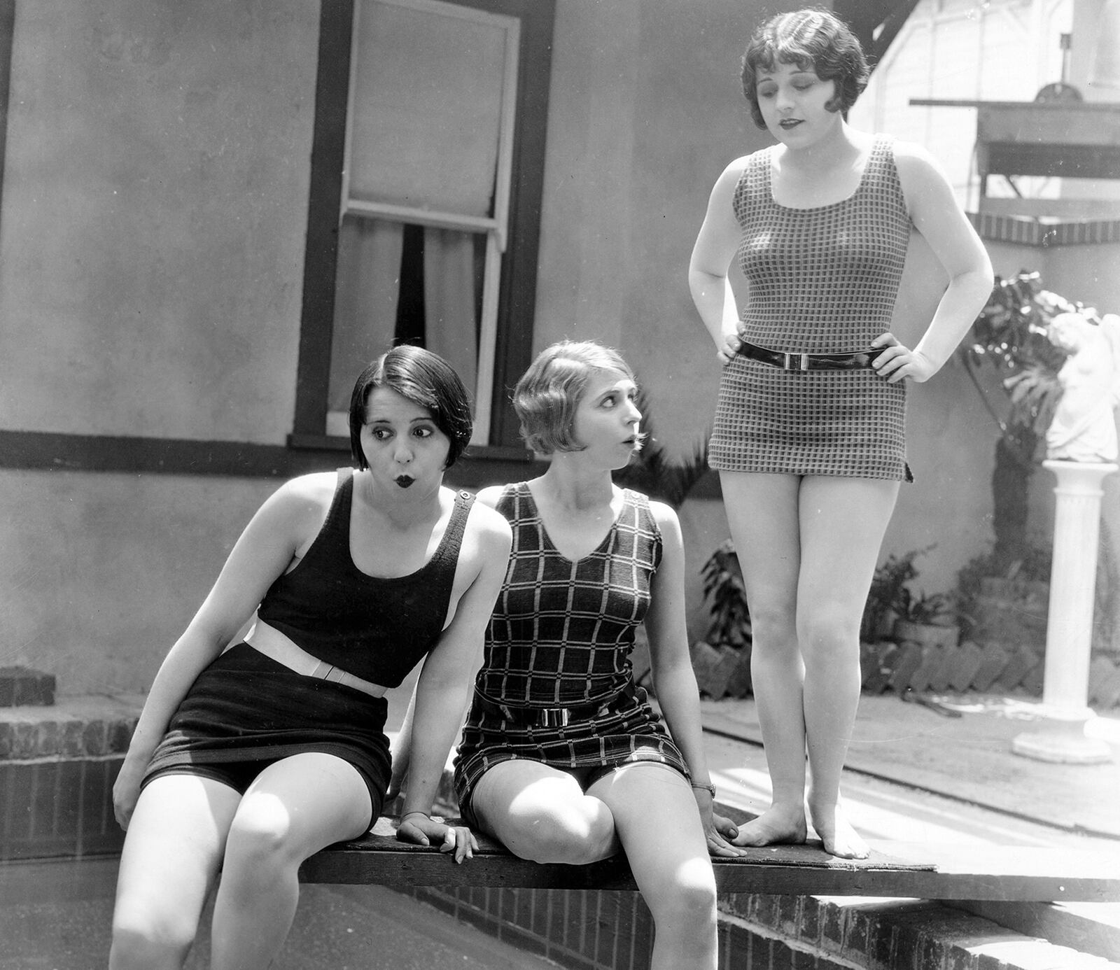 This photo from 1924 shows Elsie Tarron, Thelma Hill, and Evelyn Franciso, members of Sennett’s “The Little Dippers” swim club in a promotional image. PHOTO COURTESY OF THE CLARK COUNTY HISTORICAL SOCIETY