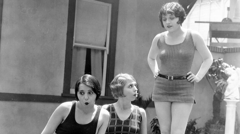 This photo from 1924 shows Elsie Tarron, Thelma Hill, and Evelyn Franciso, members of Sennett’s “The Little Dippers” swim club in a promotional image. PHOTO COURTESY OF THE CLARK COUNTY HISTORICAL SOCIETY