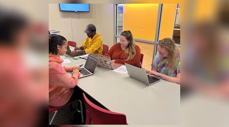 Wittenberg University sociology majors are gaining valuable experience through an internship with the Clark County Department of Reentry. From left to right: Kirstin Hawkins-White, Joshua Tarrance, Brynn Cunningham and Kaleigh Dulin. Contributed