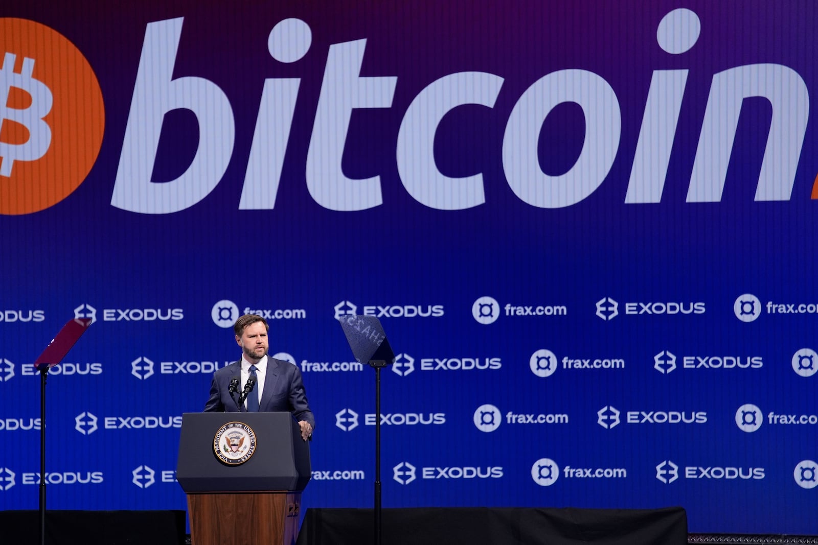 Vice President JD Vance speaks at Bitcoin 2025, Wednesday, May 28, 2025, in Las Vegas. (AP Photo/John Locher)