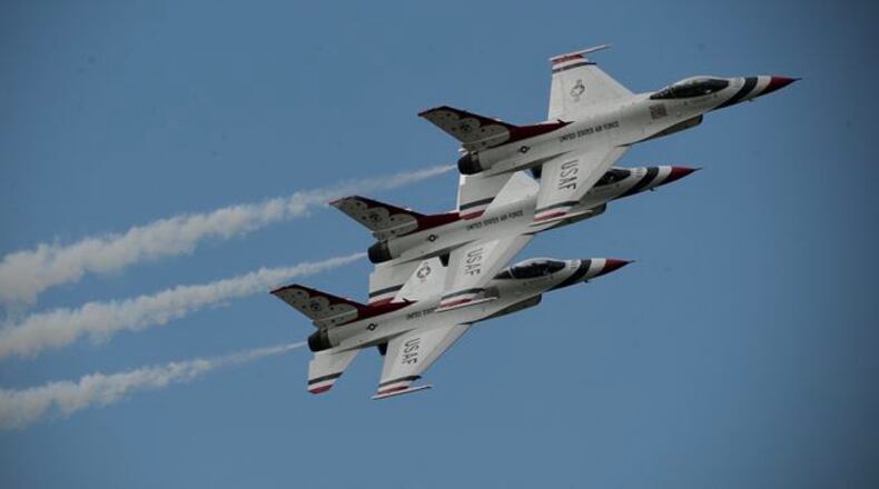 The U.S. Air Force Thunderbirds performed at the 2021 Dayton Air Show. They'll be back this year. MARSHALL GORBY \STAFF