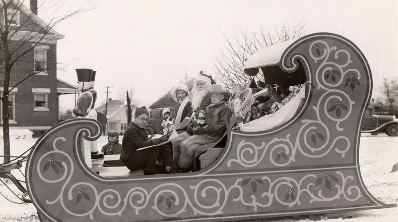 Rike’s Department Store in Dayton held a Thanksgving Day parade, called Rike’s Toy Parade, in Dayton from 1923 to 1942. A highlight was Santa Claus and his elves in a giant sleigh. The annual tradition ended when World War II began. RIKE’S HISTORICAL COLLECTION, SPECIAL COLLECTIONS & ARCHIVES, WRIGHT STATE UNIVERSITY
