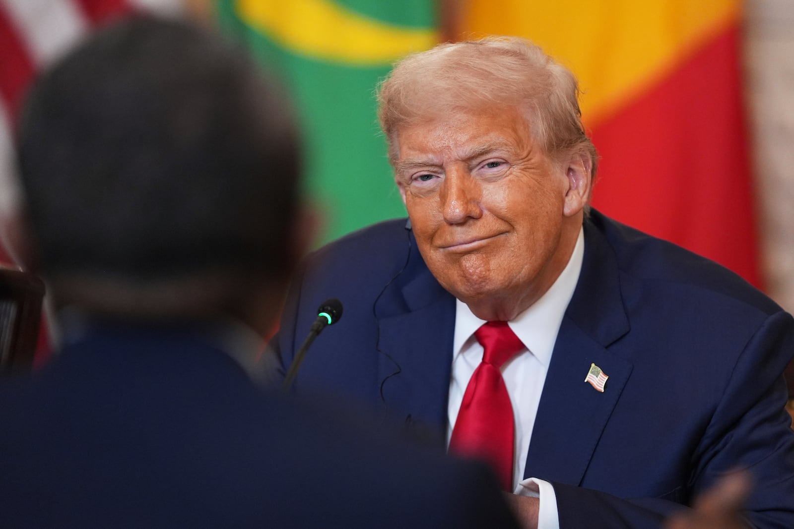President Donald Trump speaks during a lunch with African leaders in the State Dining Room of the White House, Wednesday, July 9, 2025, in Washington. (AP Photo/Evan Vucci)
