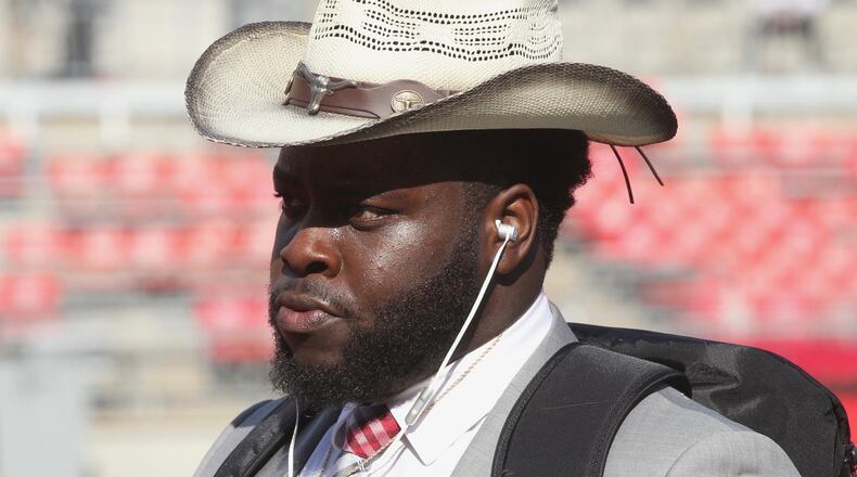 Ohio State’s Robert Landers arrives at Ohio Stadium before a game against Cincinnati on Saturday, Sept. 7, 2019, in Columbus. David Jablonski/Staff