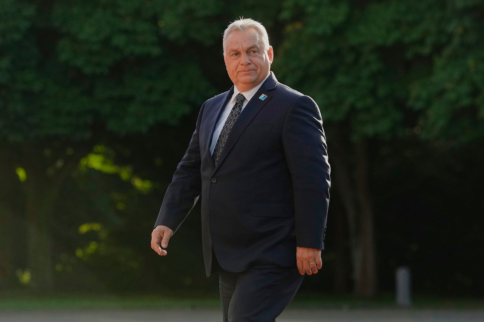 Hungary's Prime Minister Viktor Orban arrives for a formal dinner at the Paleis Huis ten Bosch ahead of the NATO summit in The Hague, Netherlands, Tuesday, June 24, 2025. (AP Photo/Markus Schreiber)