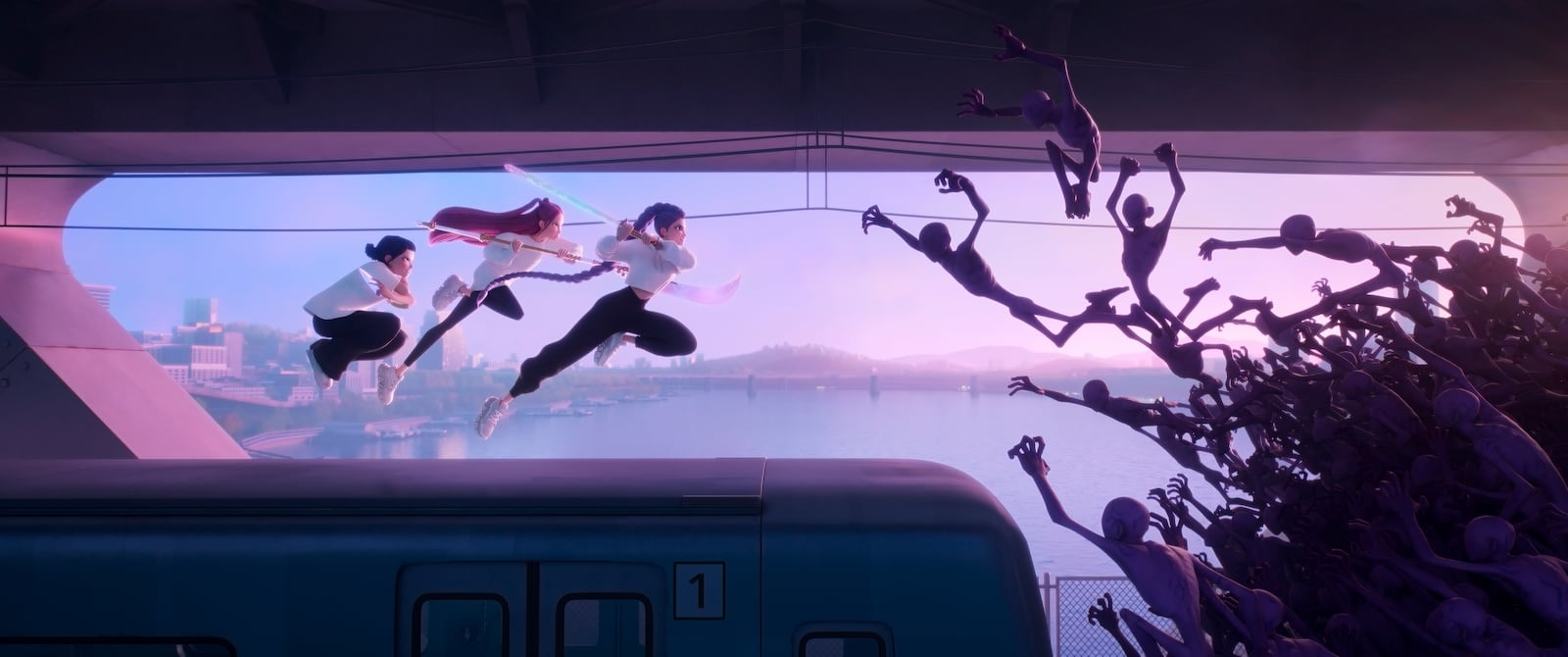 This image released by Netflix shows a scene from "KPop Demon Hunters." (Netflix via AP)