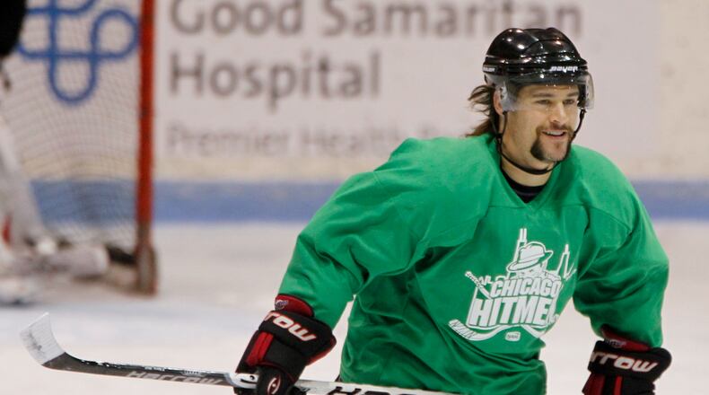 Luke Flicek, a hockey player with the Dayton Demonz, practices with his team at Hara Arena. PHOTO BY LISA POWELL
