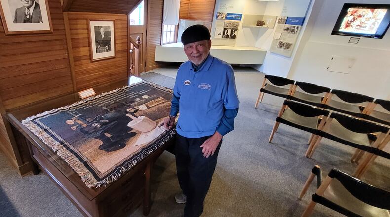 Johnson speaks about Dayton history at the recreated Deed's barn at Carillon Park every Tuesday morning.