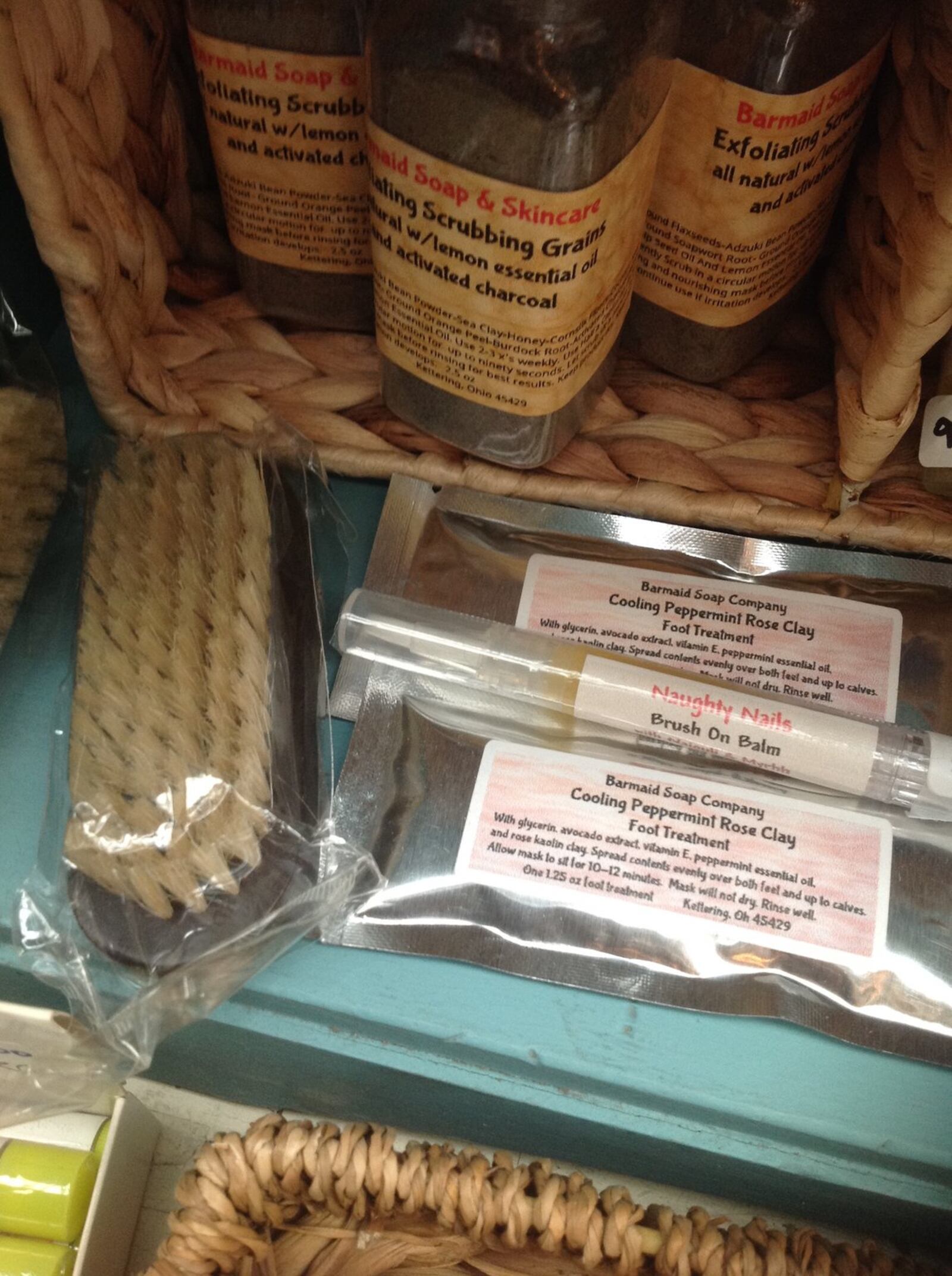 Fill up a gift basket with earth-friendly bath products by Barmaid Soap Company. Contributed by Shannon Rea.