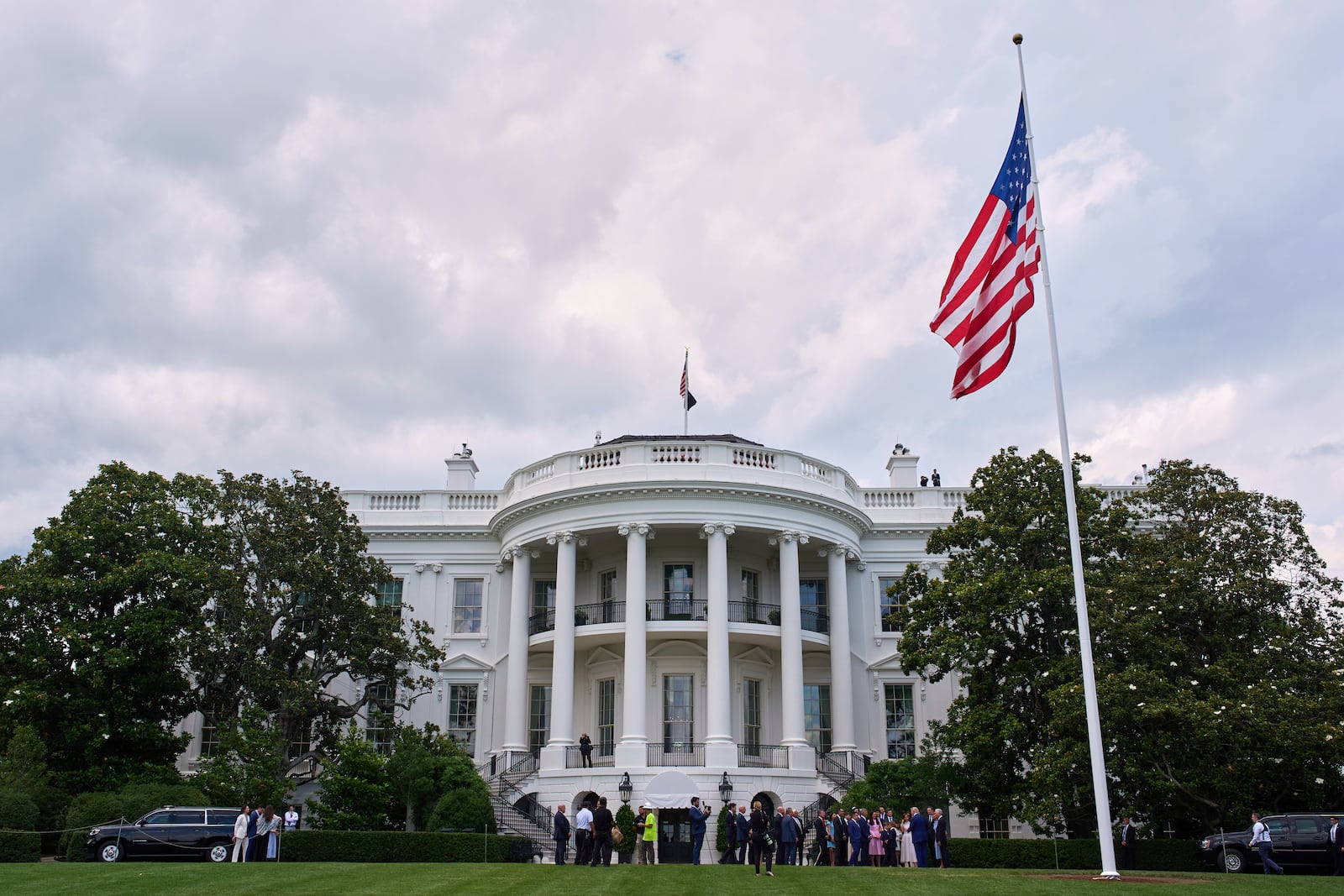 A newly installed flag pole stands on the South Lawn of the White House, Wednesday, June 18, 2025, in Washington. (AP Photo/Evan Vucci)