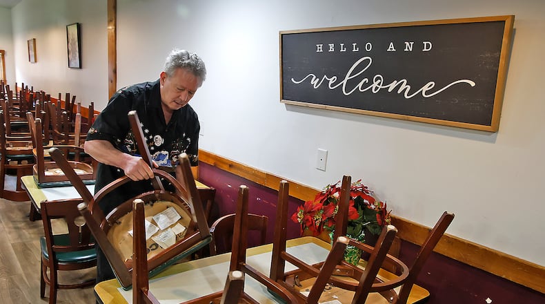 Fred Stegner takes down the chairs at the Springfield Soup Kitchen Tuesday, Jan. 2, 2023. A Posada, a vibrant and symbolic Christmas celebration that holds a prominent place in Mexican culture, will be held at the Soup Kitchen on Jan. 10. BILL LACKEY/STAFF
