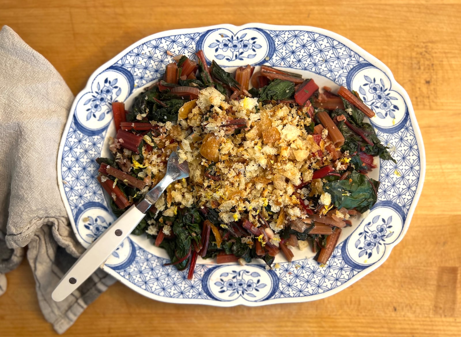 Swiss Chard with Garlicky Bread Crumbs is a complete side dish and perfect when sidled up against some grilled meat. WHITNEY KLING/CONTRIBUTED