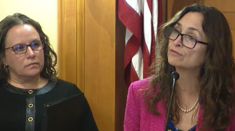 State Representatives Andrea White (R-Kettering) leads a press conference on House Bill 7, addressing infant and maternal health. COURTESY OF THE OHIO CHANNEL